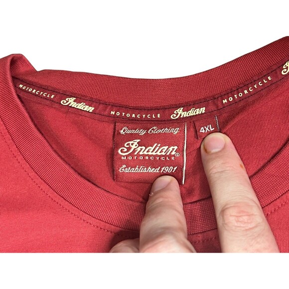Indian Motorcycle 4XL T-Shirt Red Distressed Mens Red Biker Motorcycle - Picture 9 of 16